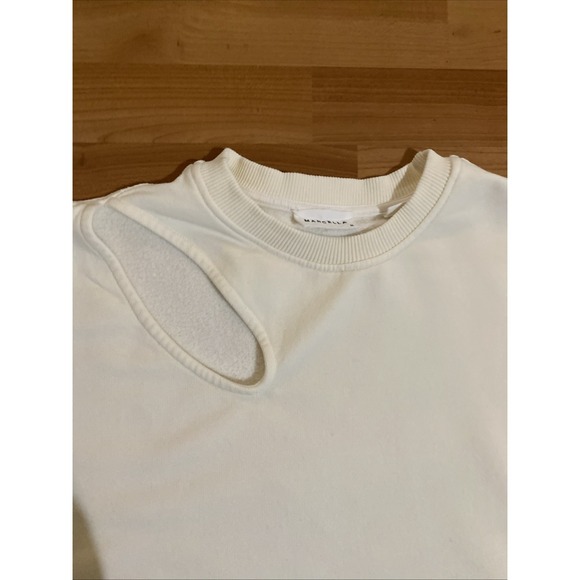 Marcella NYC Cut Out Sweatshirt Ivory Pullover Women's Size Medium - Picture 7 of 13